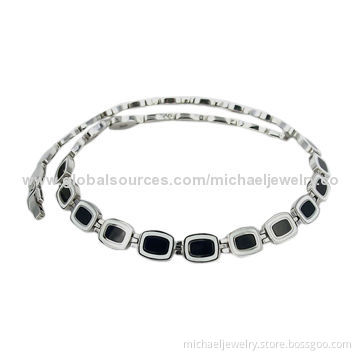Stainless steel necklaces with black and white epoxy